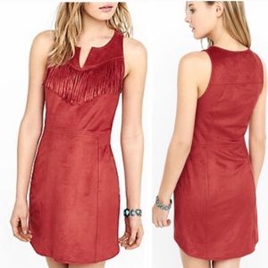 Express Burnt Orange Suede Fringe Dress Small